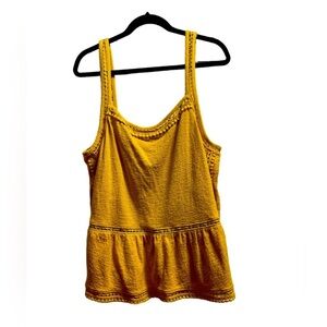 J. Crew Point Sur Cotton Boho Lace Tank XXL NWT Mustard Yellow Embroidered